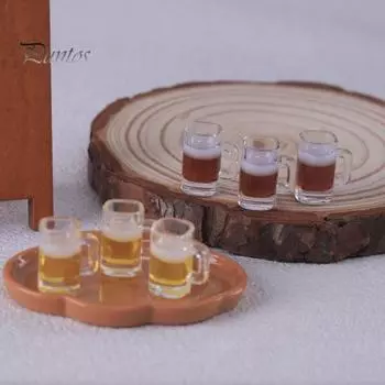 10 шт. Мини-пивная кружка для кукольного домика, акриловая кружка с имитацией пива, миниатюрная модель пивного бокала для кукольного домика, декор для микроландшафта жёлтый
