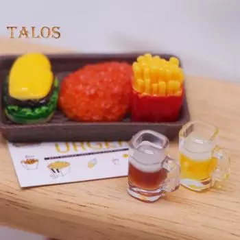 10 шт. Мини-пивная кружка для кукольного домика, акриловая кружка с имитацией пива, миниатюрная модель пивного бокала для кукольного домика, декор для микроландшафта жёлтый