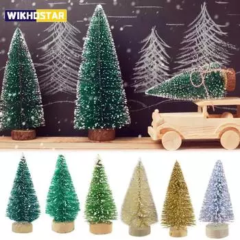 10 шт. Мини Рождественская елка Сосновая елка DIY Рождественские украшения для домашнего стола Navidad Рождественские украшения Новогодний декор Детский подарок 10pcs зелёный