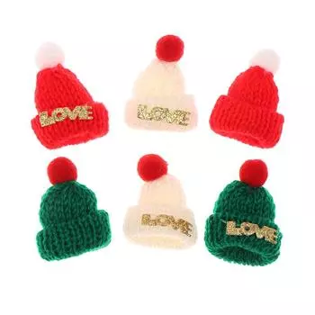 10 шт. Мини Рождественская вязаная шапка Рождественское украшение Праздничная подвеска ручной работы своими руками