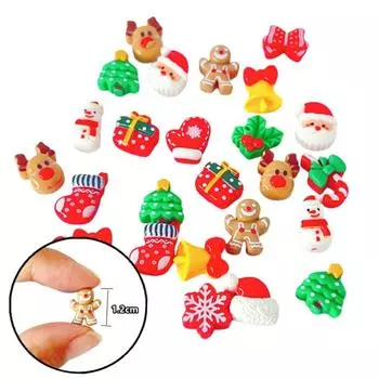 10 шт. Мини-рождественские фигурки из смолы, милые рождественские олени, елочные украшения в виде кабошонов Санта-Клауса, сделай сам, подарки на год onesize