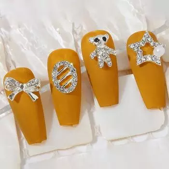 10 шт. мини-сплав для ногтей, не падающий трехмерный блестящий художественный сверкающий DIY дизайн ногтей, украшение, серебряный бант F