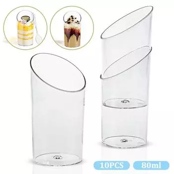 10 шт. Мини-стаканчики для десертов из прозрачного пластика, многоразовые, для дегустации, десертов, закусок, муссов, желе, йогурта, выпечки, сервировки, салатов, миски