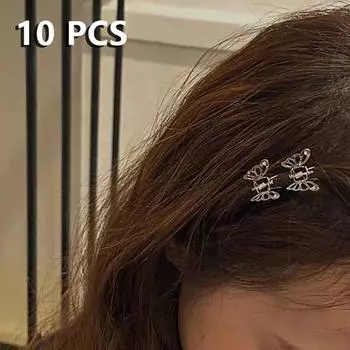 10 шт. мини-заколки для волос с выемкой в виде бабочки, милые ретро-заколки для волос с фиксированным зажимом, украшения для волос, для женщин и девочек