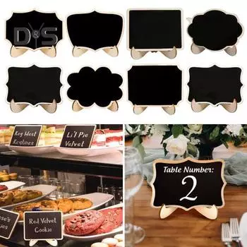 10 шт. Мини-знак на доске с подставкой, деревянная настольная доска, многоразовая односторонняя маленькая доска для сообщений, свадебная вечеринка, мероприятия, шведский стол, украшение C