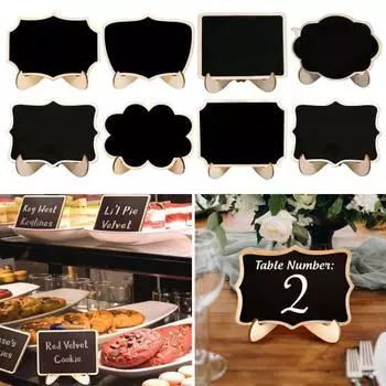 10 шт. Мини-знак на доске с подставкой, деревянная настольная доска, многоразовая односторонняя маленькая доска для сообщений, свадебная вечеринка, мероприятия, шведский стол, украшение