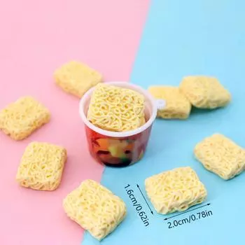 10 шт. Миниатюрная смола Каваии Миниатюрные круглые квадратные лапши быстрого приготовления