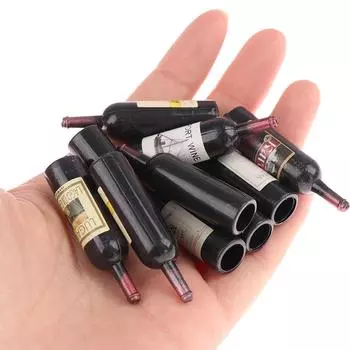 10 шт. миниатюрные аксессуары, мини-бутылки для вина, набор с коробкой, имитация напитков, модель игрушки для украшения кукольного дома 1/12, кукольный домик 10pcs