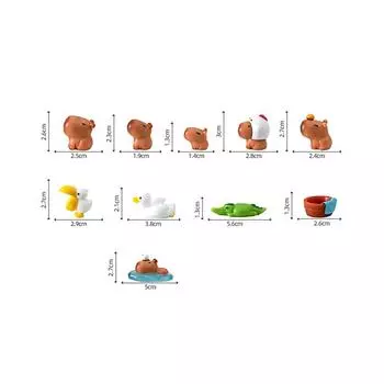 10 шт. Миниатюрные фигурки капибары, мини-фигурки, украшения для стола из смолы, милые подарки капибары, реквизит для фотосъемки, украшение для дома разноцветный