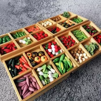 10 шт. Миниатюрные глиняные фигурки овощей и фруктов 1:12 кукольных аксессуаров для кухни, ролевые игры, дошкольные игрушки для мальчиков и девочек