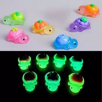 10 шт. Миниатюрные мультяшные светящиеся фруктовые черепахи, украшения из смолы для животных, украшения для сада фей, мох, террариум, микроландшафт 1.5x2.4cm разноцветный