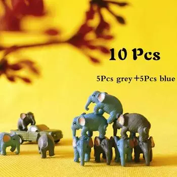 10 шт./миниатюры животных/Сказочный сад/кукольный дом/террариум/гном/статуэтка/домашний декор для рабочего стола 5Pcs grey /5Pcs blue