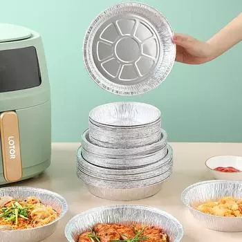 10 шт. миска из фольги маслостойкая термостойкая антипригарная штабелируемая перерабатываемая для хранения круглая сковорода из алюминиевой фольги для приготовления еды для барбекю 7inch