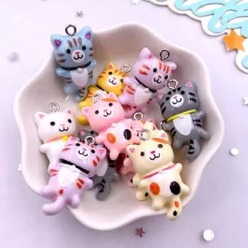 10 шт. Микс из смоляных картин, мультфильмов, кавайных, маленьких кошек, фигурок из камня с плоской спинкой, альбомов для вырезок, поделок, подвесок, украшений, украшений