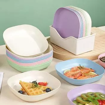 10 шт. многофункциональная миска для вертелов, бытовая, пищевая, пластиковая, круглая, квадратная, набор, обеденный стол, мусорная тарелка
