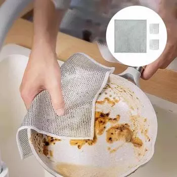 10 шт. многофункциональная проволочная тряпка для мытья посуды, не царапающая кухонные тряпки, мощный очищающий эффект для сухого и влажного использования, антипригарная посуда, скребок для посуды серебряный