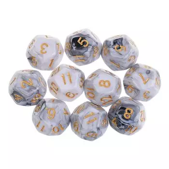 10 шт. многогранные кубики с числами 1-12 D12, кубики для казино, реквизит для азартных игр
