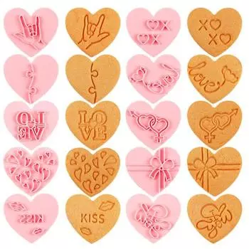 10 шт., многоразовые формочки для печенья, мультяшный дизайн, антипригарное покрытие, сделай сам, с Днем Святого Валентина, в форме сердца, в форме сердца, помадка розовый