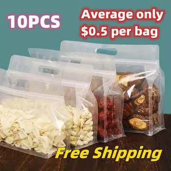 10 шт. многоразовых пакетов для хранения продуктов питания, герметичные герметичные пакеты, кухонные контейнеры для хранения свежей еды и зерна 10pcs