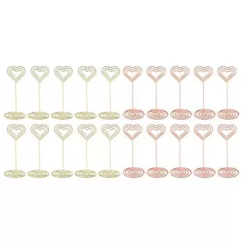 10 шт., многослойные подставки для номеров столов в форме сердца, устойчивое основание, гальванизированный металлический держатель для карточек Gold