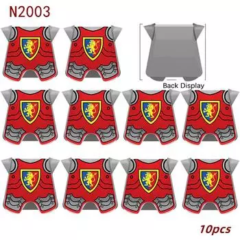 10 шт. MOC Средневековый военный жилет Строительные блоки Рыцарские доспехи Аксессуары Кирпичики Игрушки Подарок