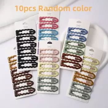 10 шт. Мода для девочек Цвет Моранди Геометрические заколки для волос-дуги для девочек Простые милые Волнистые заколки для волос для женщин Size fits all
