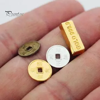 10 шт., модели медных монет, тонкое качество изготовления, высокая степень уменьшения, сплошная текстура, защита от выцветания, удобно хранить, украшение из сплава, кукольный домик, медь, золото D