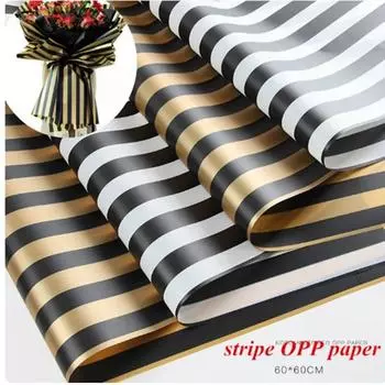10 шт. модная полосатая цветочная подарочная упаковка OPP бумага 60*60 см живопись флорист украшение букета корейский стиль подарочная упаковочная бумага