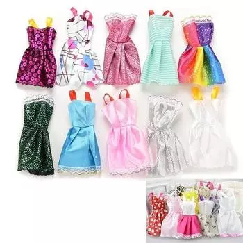 10 шт., модная праздничная одежда, кружевное платье для кукол Барби, девочек