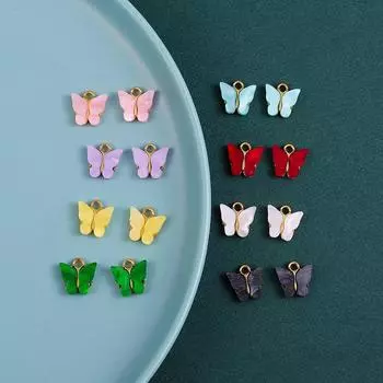 10 шт., модные акриловые подвески в виде бабочки, кулон для женщин и детей, ожерелье, браслет, аксессуары для самостоятельного изготовления ювелирных изделий жёлтый