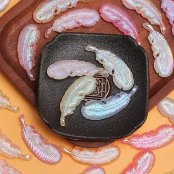 10 шт., модные акриловые светящиеся цветные серии, светящиеся УФ-покрытием, цветные бусины с подвеской в виде перьев, ювелирные изделия «сделай сам», ожерелье, изготовление сережек синий