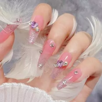 10 шт. модные аксессуары для ногтей глянцевые стильные цветные персиковые сердечки стразы художественные украшения розовый