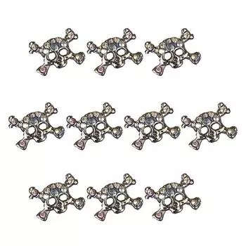 10 шт. модные блестящие стразы из сплава в форме черепа 3D наклейки для дизайна ногтей