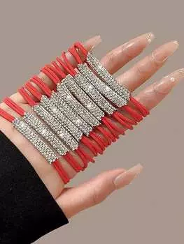 10 шт. Модные милые разноцветные эластичные резинки для волос со стразами