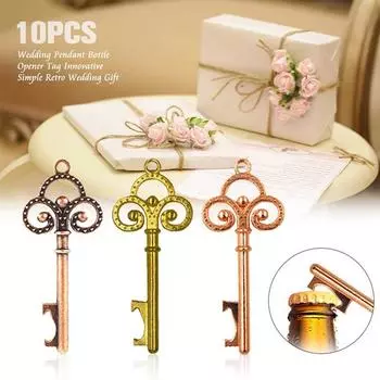 10 шт., модные свадебные украшения, пивной ключ, открывалка для бутылок, креативный маленький подарок с подвеской-этикеткой медный красный