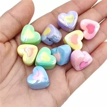 10 шт. модные светлые серии с УФ-покрытием два цвета 3D сердце любовь свободные бусины ювелирные аксессуары DIY браслеты изготовление ожерелья 10Pcs about 17*16mm разноцветный