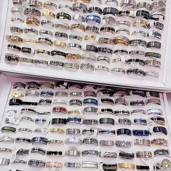 10 шт. модных колец из титановой стали, персонализированные и универсальные, смешанного стиля, простые кольца из нержавеющей стали