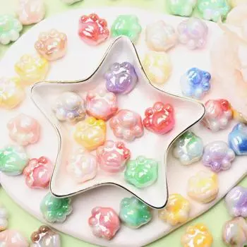 10 шт. модный браслет ожерелье DIY ювелирные аксессуары двухцветные акриловые бусины кошачьи лапки УФ ослепляющий бисерный материал зелёный