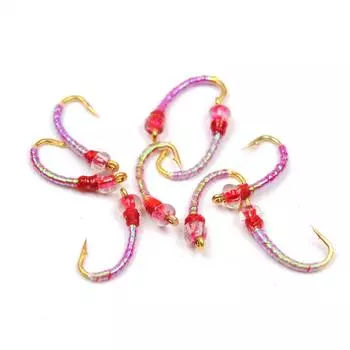 10 шт. Мошки-хирономиды диско красного, черного цвета, бусины, личинка, голова нимфы, мушки для рыбалки нахлыстом, наживка, приманка, Hegene #14