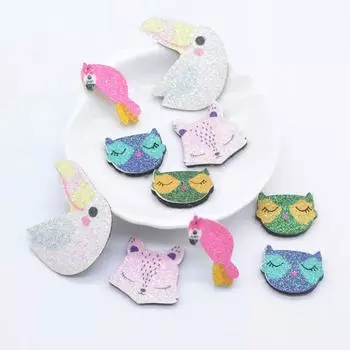 10 шт., мягкая печать, животные, Сова, попугай, лиса, тукан, аппликация для одежды «сделай сам», шляпа, обувь, вышивание заплаток, заколки для волос, аксессуары с бантом