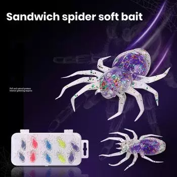 10 шт. мягкие приманки «паук», искусственные приманки, реалистичный дизайн, мягкие эластичные устойчивые к укусу яркие блестки, мягкие приманки для плавания, рыболовные принадлежности 10 pcs