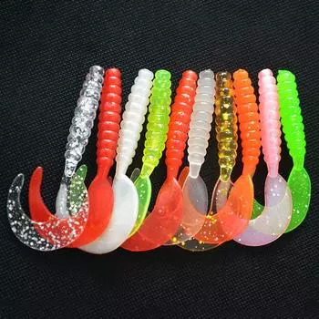10 шт. мягкие силиконовые рыболовные приманки 3,5 см 5,5 см, воблеры с креветками и рыбным запахом, спиральный хвост, искусственные приманки для плавания Shad Souple