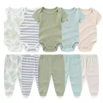 10 шт. мягкий комфортный комплект одежды для новорожденных комбинезон с короткими рукавами для мальчиков и девочек подарочный набор «Полная луна» 9-12Months