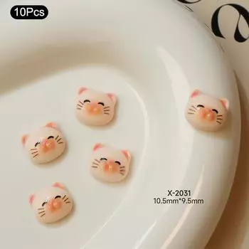 10 шт. мультяшные кошки, рыбы, подвески для ногтей, 3D, милая голова кошки, попа, крем, клей, смола, украшения для ногтей, шпильки для ногтей своими руками