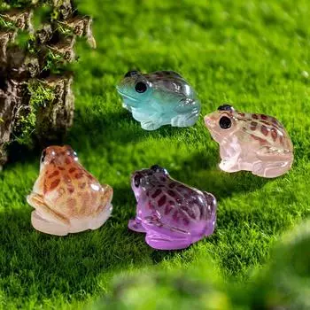 10 шт. мультяшные светящиеся фигурки лягушек, миниатюры, светящиеся в темноте, поделки из смолы, мини-украшение в виде лягушки, милый декор своими руками синий
