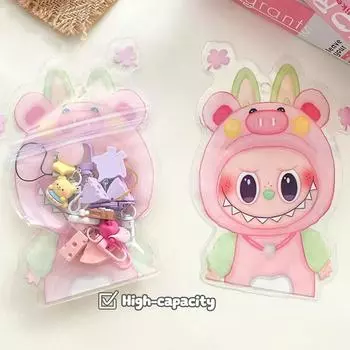10 шт. мультяшных самоклеящихся пакетов Labubu, упаковочных пакетов для конфет, печенья, закусок, симпатичных самоклеящихся пакетов, мешочков для хранения мелких предметов