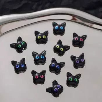 10 шт. мультяшный большой глаз кошки украшения для ногтей смоляные маленькие черные кошки подвески для ногтей для создания дизайна маникюра своими руками