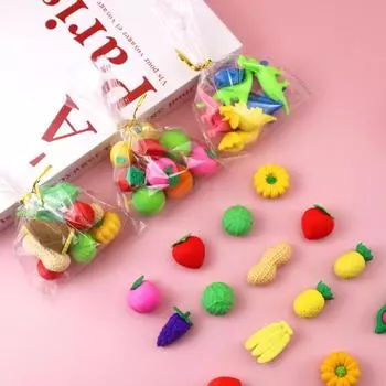10 шт. мультяшный милый фруктовый резиновый ластик креативная новинка канцелярские принадлежности мультяшный кавайный мини резиновый школьные принадлежности детские подарки A4