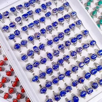 10 шт. мужские и женские кольца из сплава с имитацией бирюзового кольца, аксессуар, кольцо с бирюзовым указательным пальцем синий