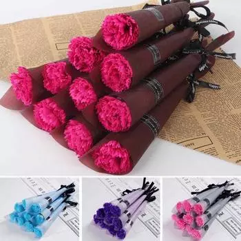 10 шт. мыльных цветов ко Дню матери, один букет гвоздик, реалистичные искусственные цветы розовый